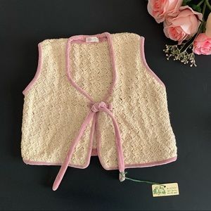 Handmade Vest Organic Cotton Knit Cream Size Baby Girl 18-24 Months NWT